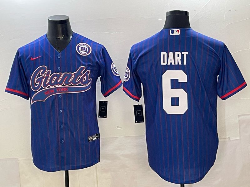 Men 2025 New York Giants #6 Dart Blue Joint Name Nike Limited NFL Jersey 013->new york giants->NFL Jersey